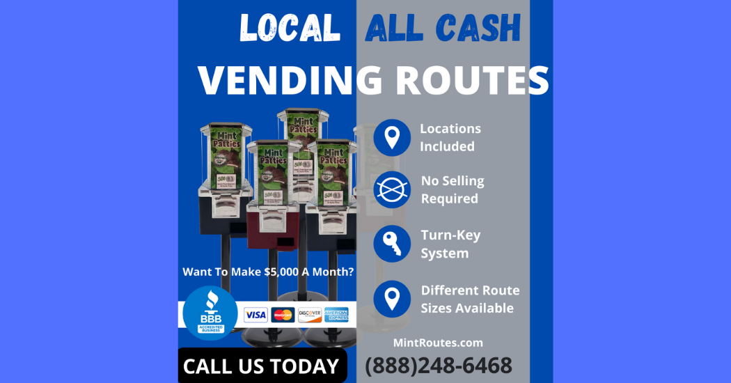Lucky Mint Vending provides Peppermint Patty vending routes all across the United States.